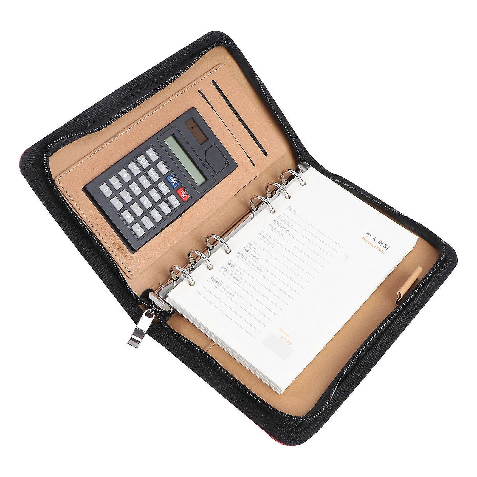Calculator Notebook For Meeting Conference Business Use Red 6-Ring Binder 1Set