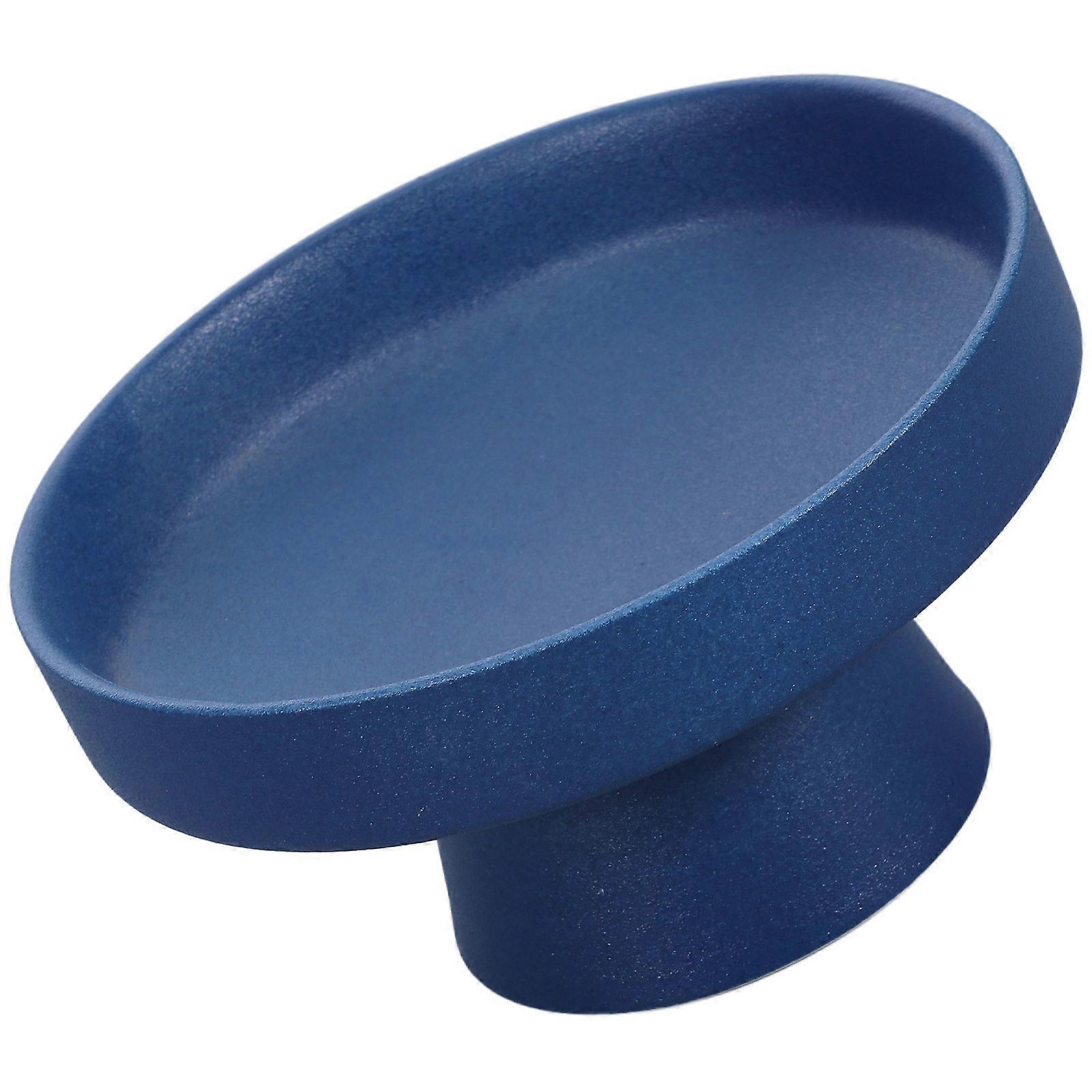 Fruit Bowl Holder Ceramic Footed Bowl for Serving 4Pcs Navy Fruit Display