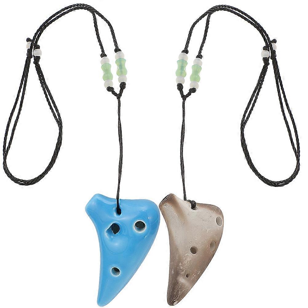 Beginner Ocarina 6 Holes Ceramic Wind Instrument 8Pcs Assorted Color