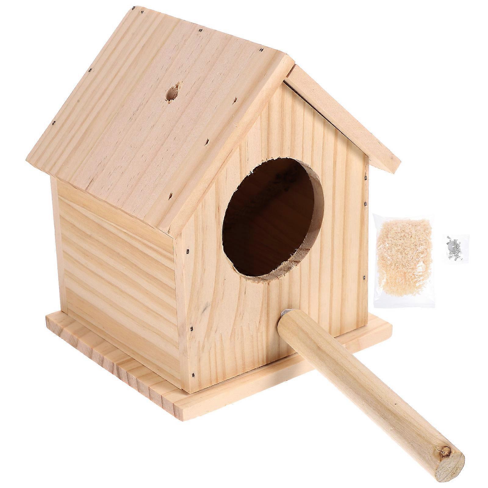 Finch Nest Box Wooden Breeding Box for Small Birds Home Decoration Beige 16x10cm Practical 1Pcs