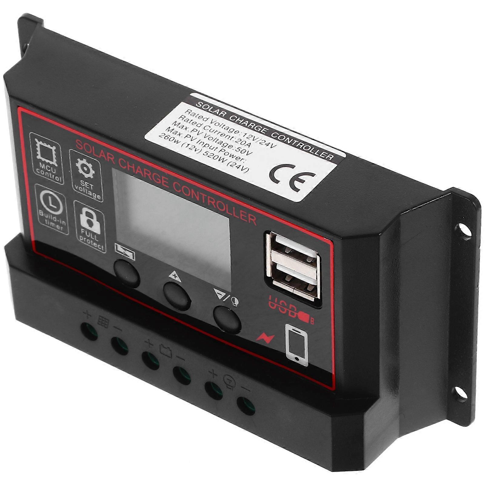 Solar Regulator Charge Controller 3Pcs 20a 12V 24V Auto Dual USB Type
