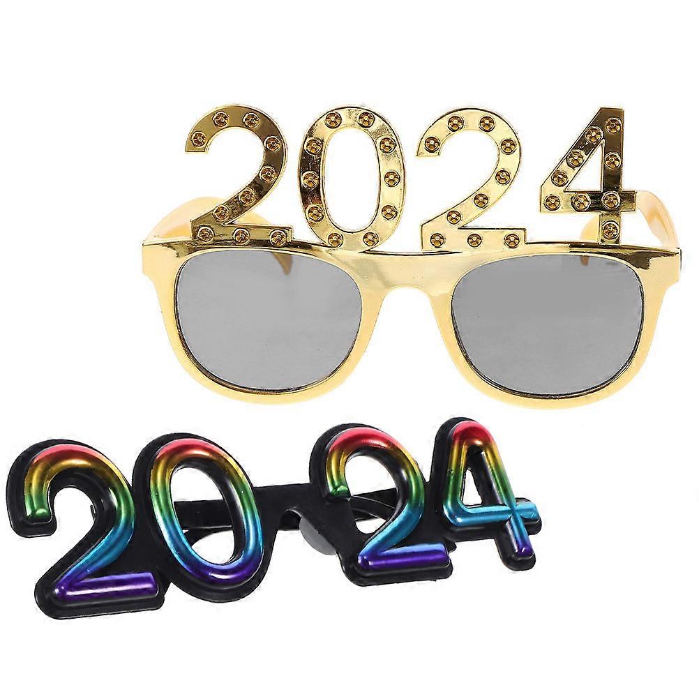 Funny Sunglasses 2Pcs 2024 Eyeglasses for New Year Party