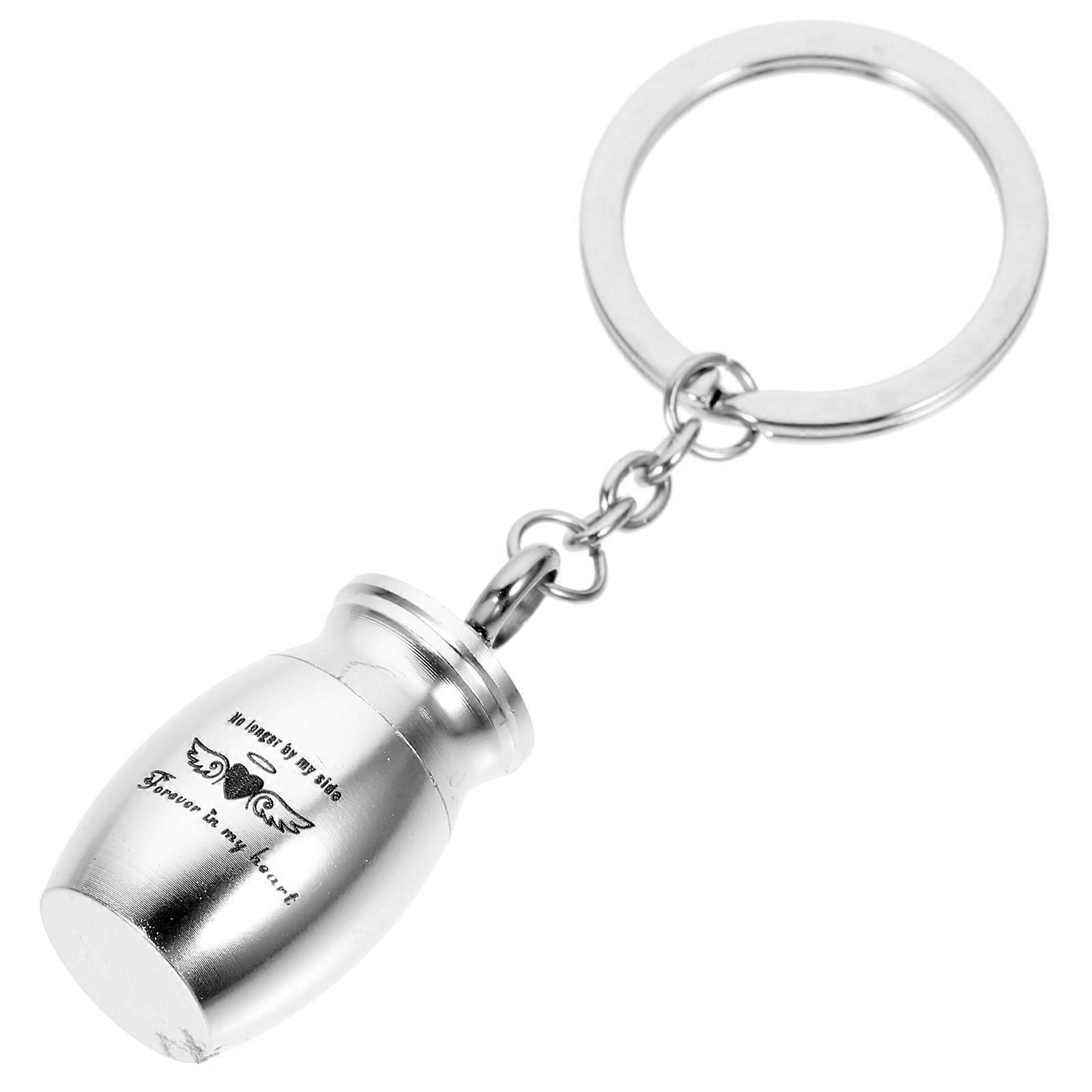 Pet Ash Key Chain for Urn Pendant 2Pcs Silver Metal Keepsake Container