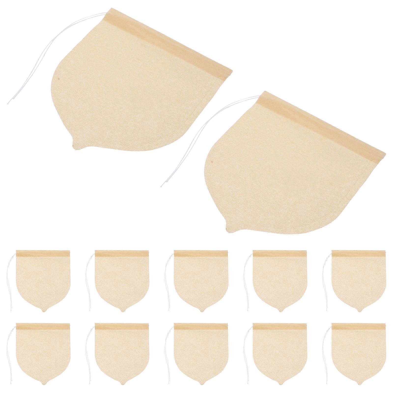 Drawstring Tea Filter Bags for Loose Tea Brewing 500Pcs Disposable Beige