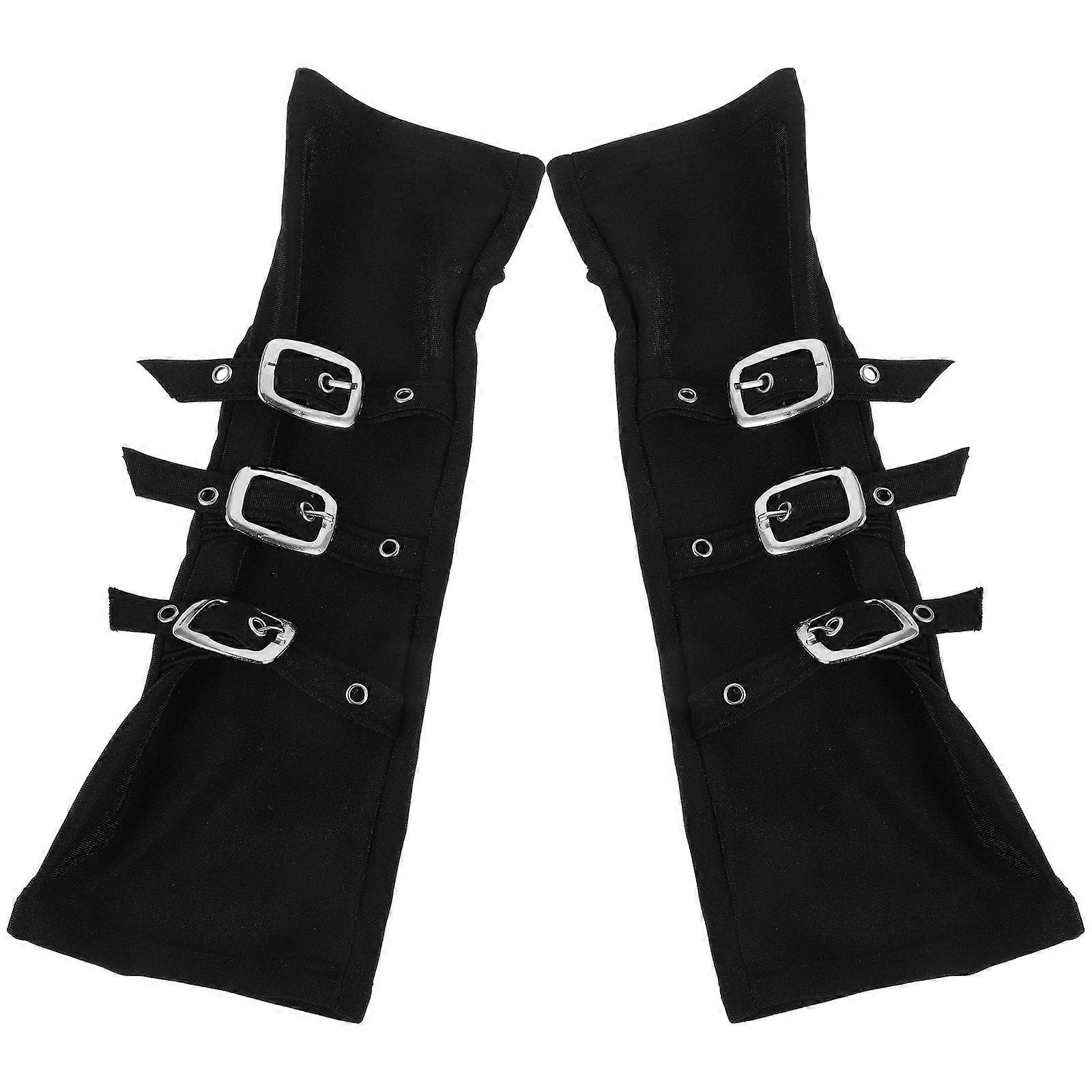 Punk Style Arm Guards Bracers For Cosplay And Stage Performance 1Pair Crafted From Durable Black Fabric