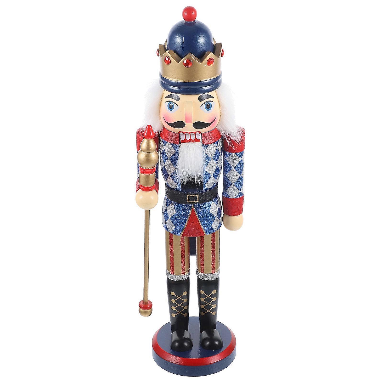 Christmas Desktop Wooden Nutcracker Ornament Nutcracker Decoration for Decor 2Pcs