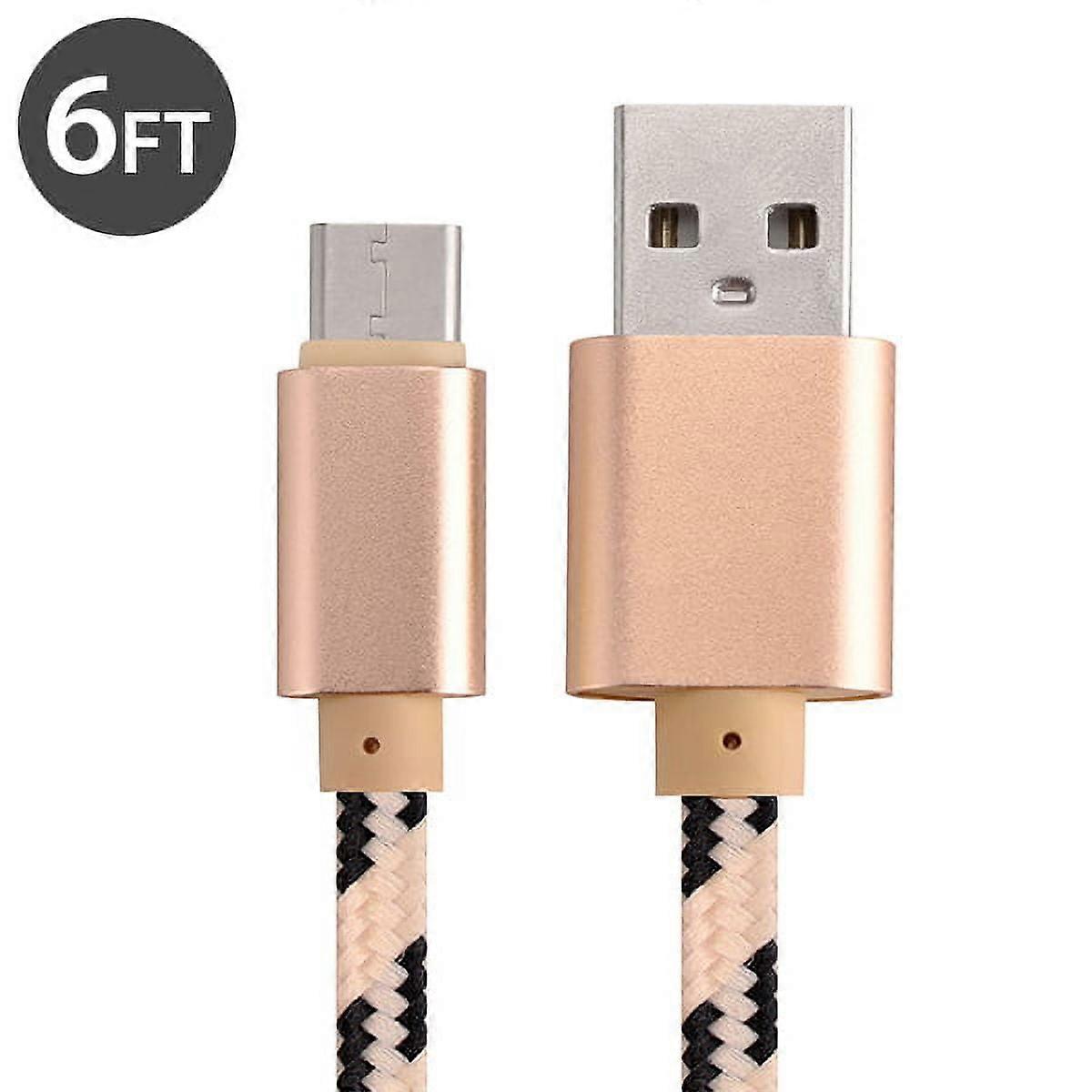 FREEDOMTECH 6ft Nylon Braided USB C to USB A Cable - Fast Charging for compatible with Samsung Galaxy Note 8, S8/S8+, Apple New MacBook, Nexus 6P/5X,