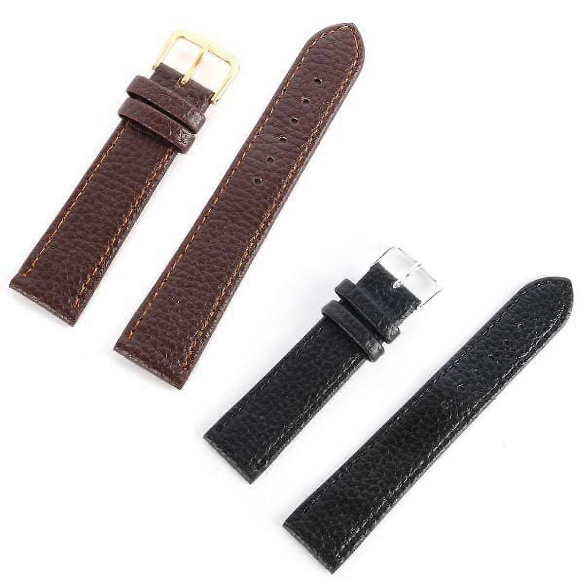 Genuine Leather Watch Band 12-22mm Litchi Pattern Pin Buckle Adjustable Replacement Strap Compatible with Standard Watches