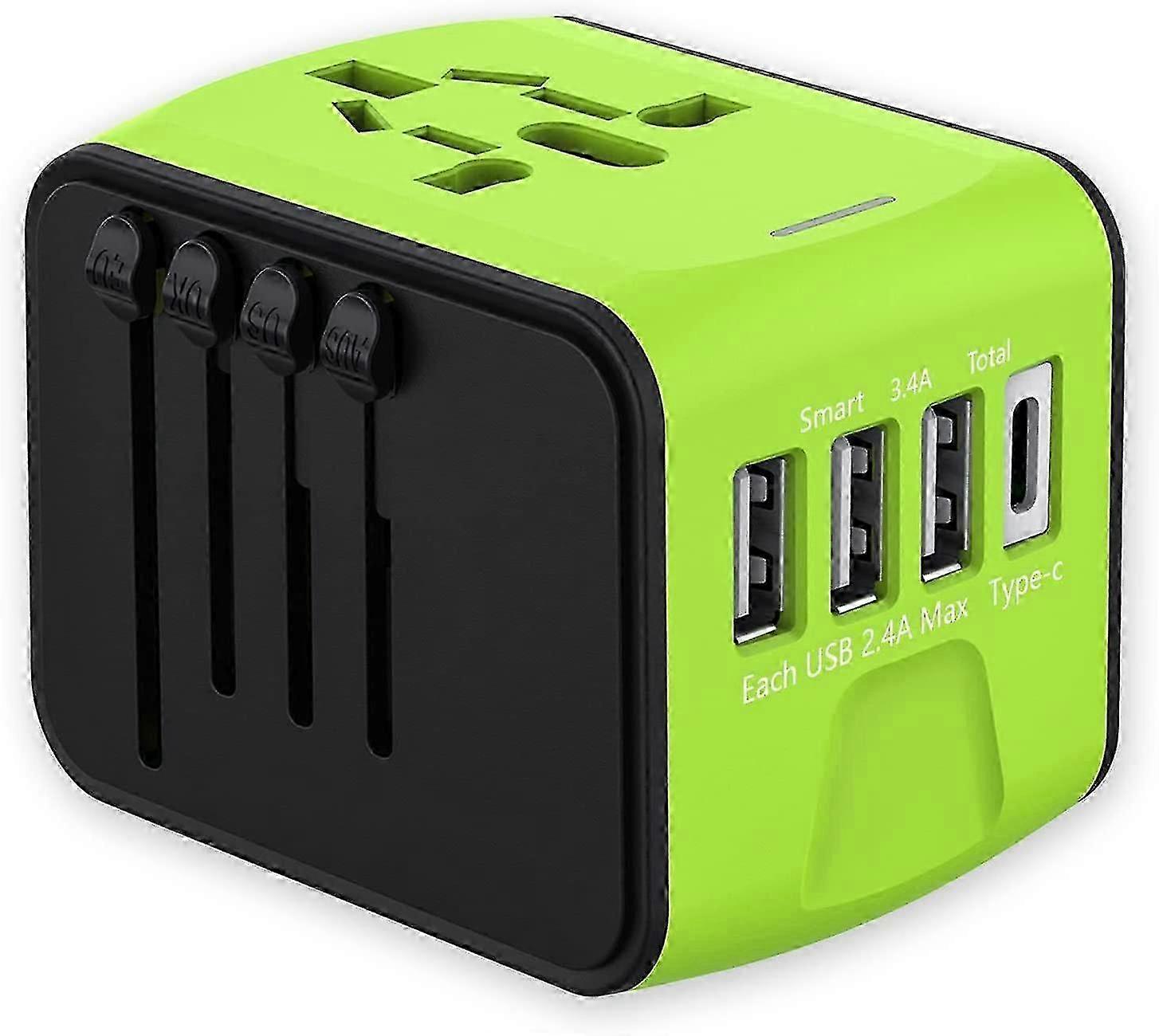 Universal International Power Travel Plug Adapter, All In One European Travel Plug Adapter W/ 2.4a 3xusb-a 3.0a 1xusb C Wall Charger And Worldwide Ac