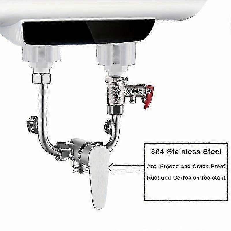 New style 1pc 304 Stainless Steel Electric Water Heater Mixing Valve, Exposed U-Shaped Faucet, Rust-Free With Wire Drawing Process, Universal Hot And