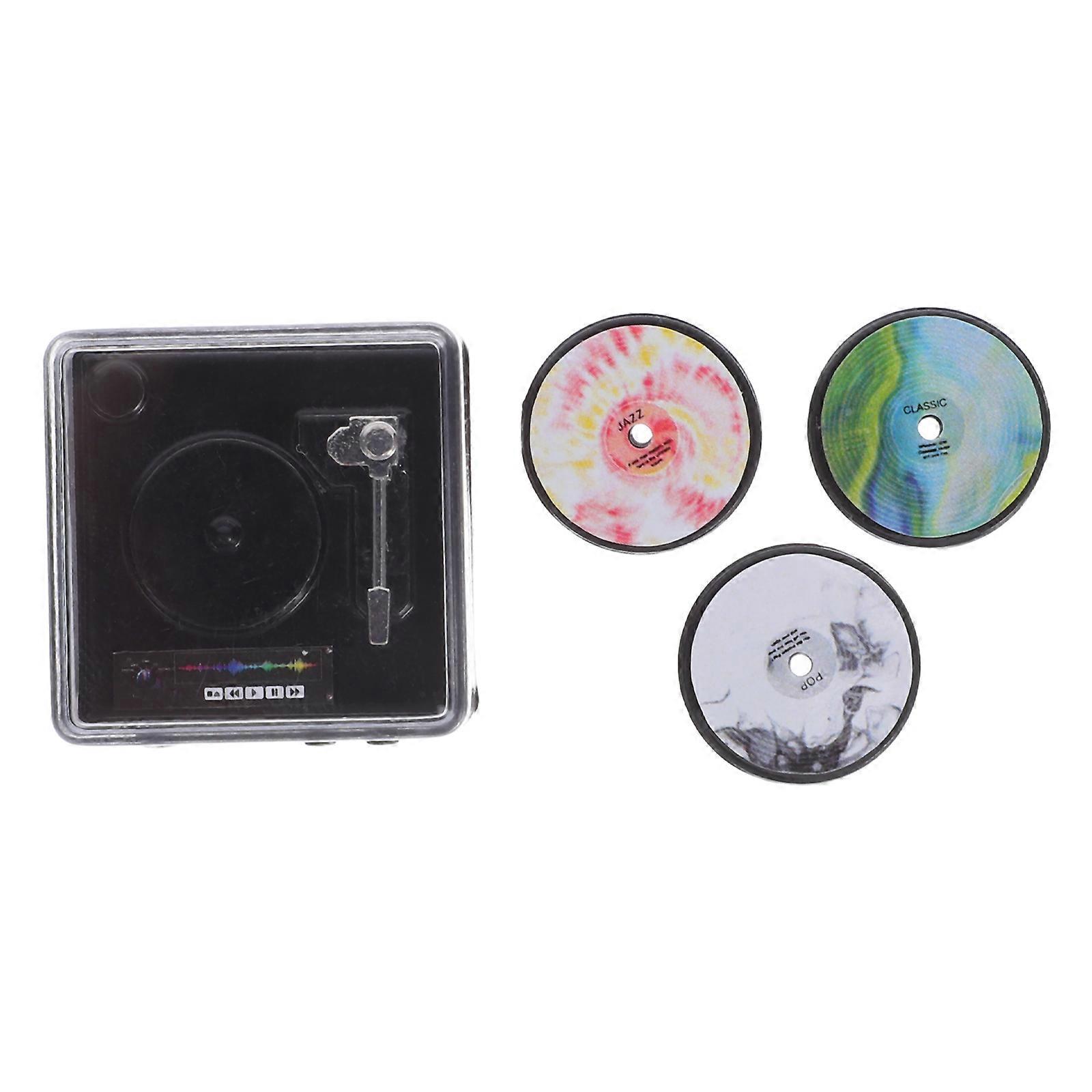 Mini Record Player Model for Dollhouse Use 5Sets Alloy Material