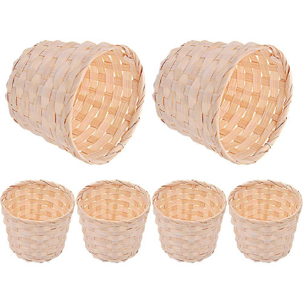 Bamboo Woven Basket for Storage 6Pcs Mini Decorative Small Baskets