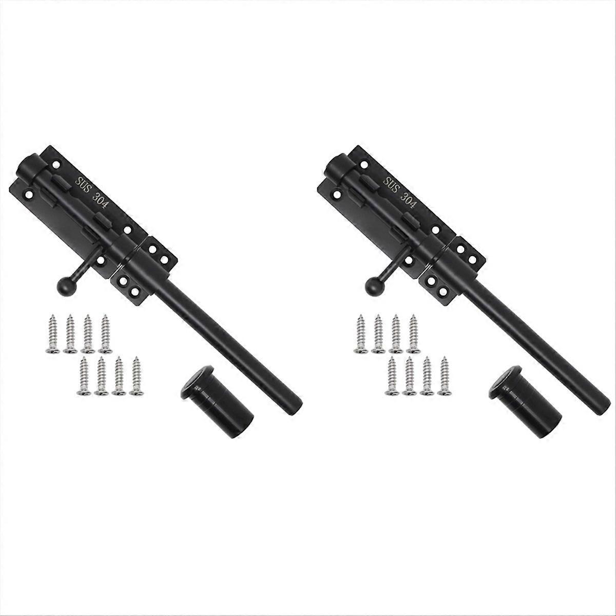 Heavy Duty Slide Bolt Gate Latch with A Padlock (Black, 10 Inch)