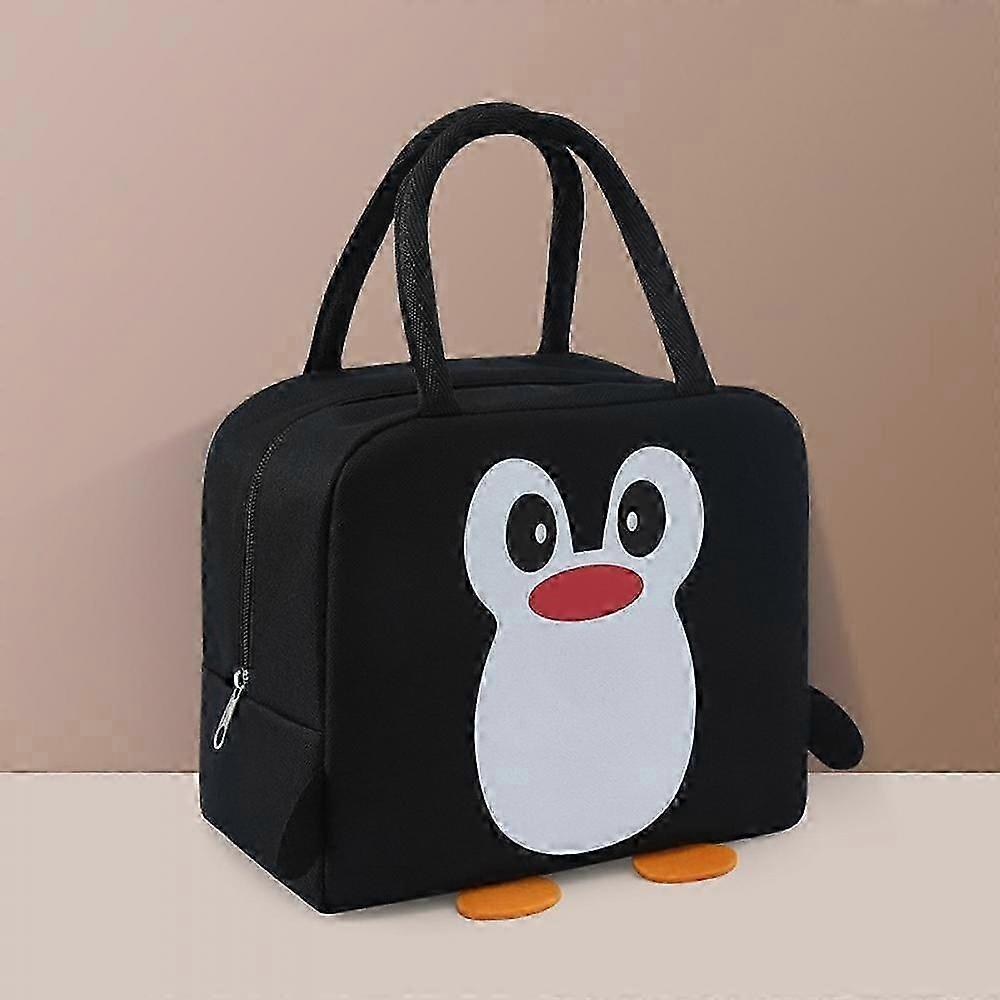 Cartoon Thermal Insulation Lunch Bag Large Capacity Handheld Multi Functional Black