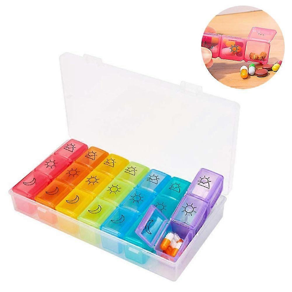 Travel Friendly Pill Box 7 Day With Large Compartments And Sturdy Design, Portable Medication Reminder For Vitamins/fish Oils/supplements