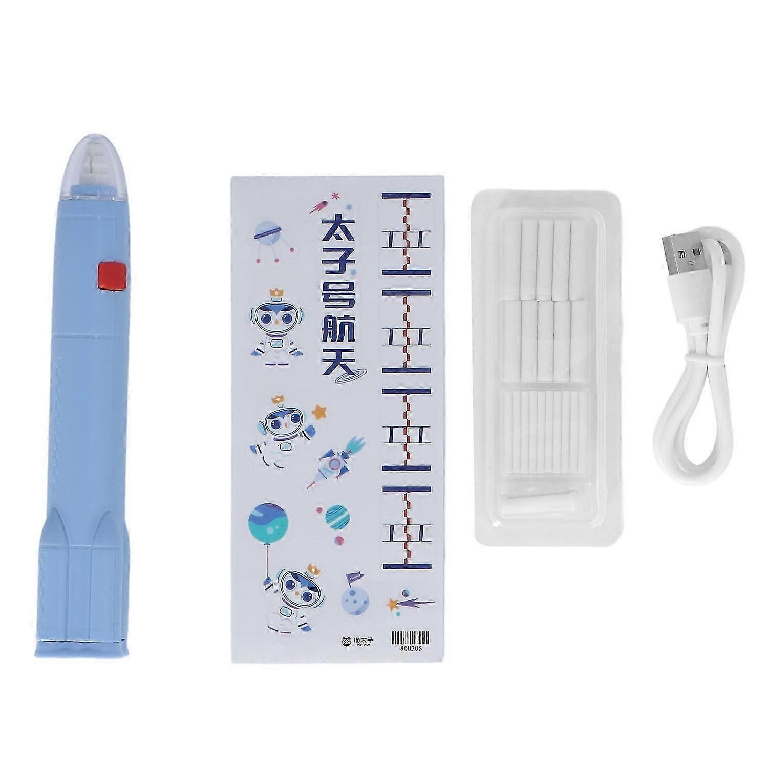 Electric Eraser Low Noise Rechargeable 2 Replaceable Refills 2.7x16cm ABS TPR Electric Pencil Eraser