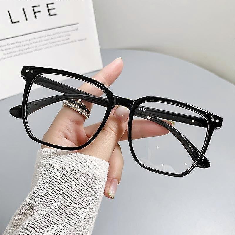 Ultra Light Computer Readers Blue Light Blocking Eyeglasses Oversized Reading Glasses Flat Light Mirror +0.00 Black
