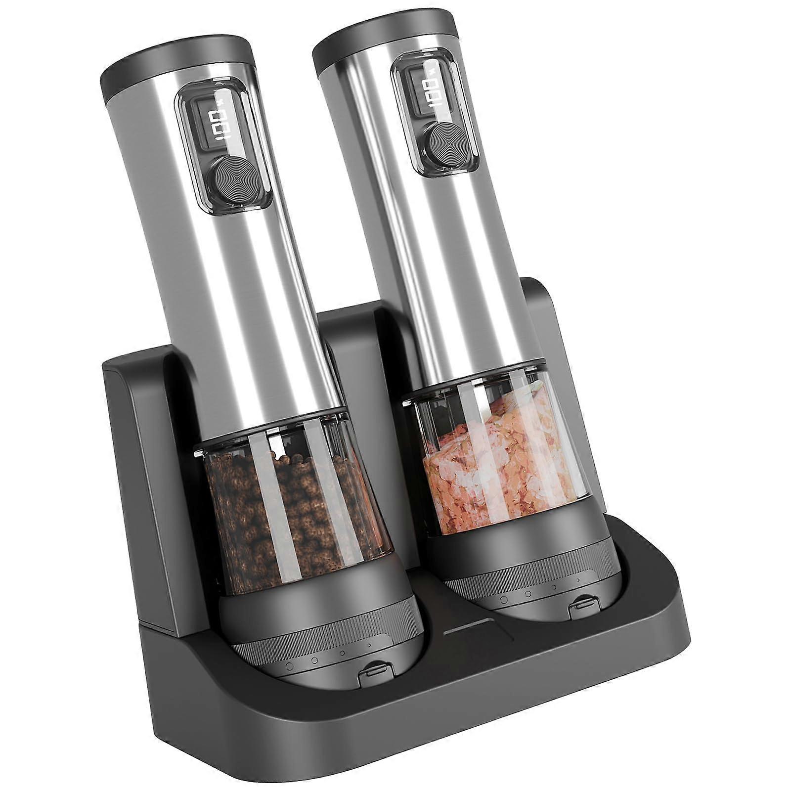 Intelligent Touch Electric Salt Pepper Mill With Ceramic Grinders 5 Adjustable Settings Acrylic Base Kitchen Tool