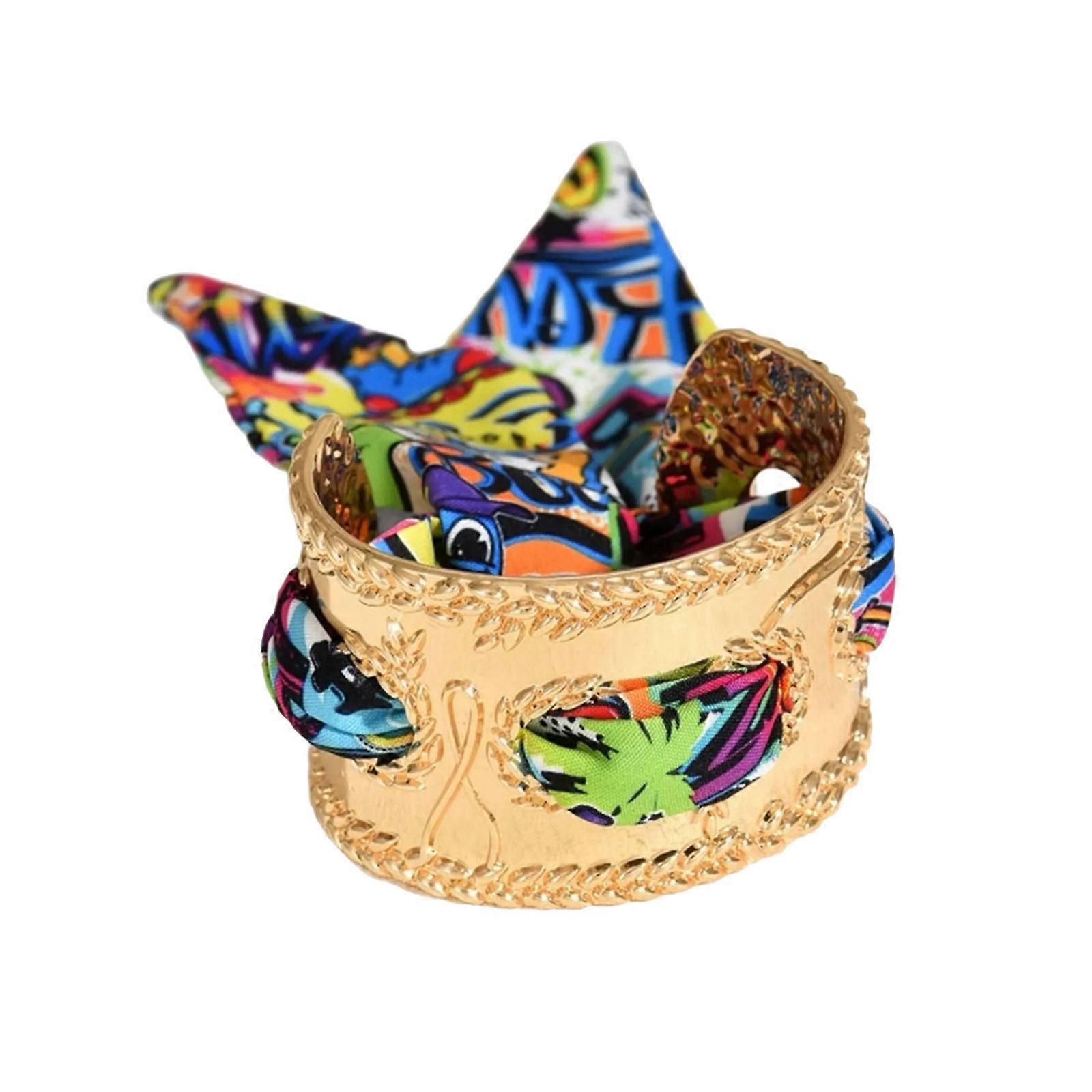 Statement Pieces Retro Alloy Ribbon Bangle With Intricate Floral Patterns for Casual Event Formal Occasions Multicolor