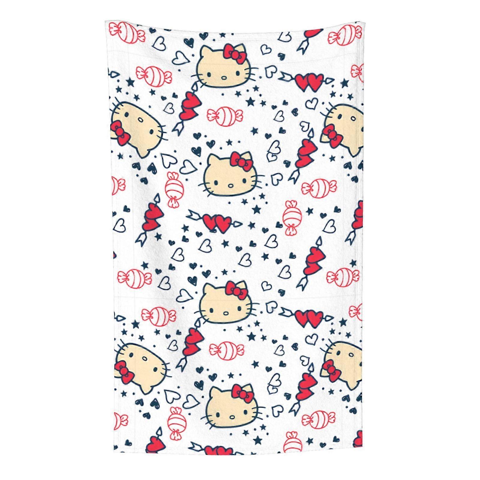Hello Kitty Pattern Lightweight Soft Flannel Blanket Suitable for Cat Lovers Sofa Living Room Comfortable Plush Blanket 30x50in (Vertical)