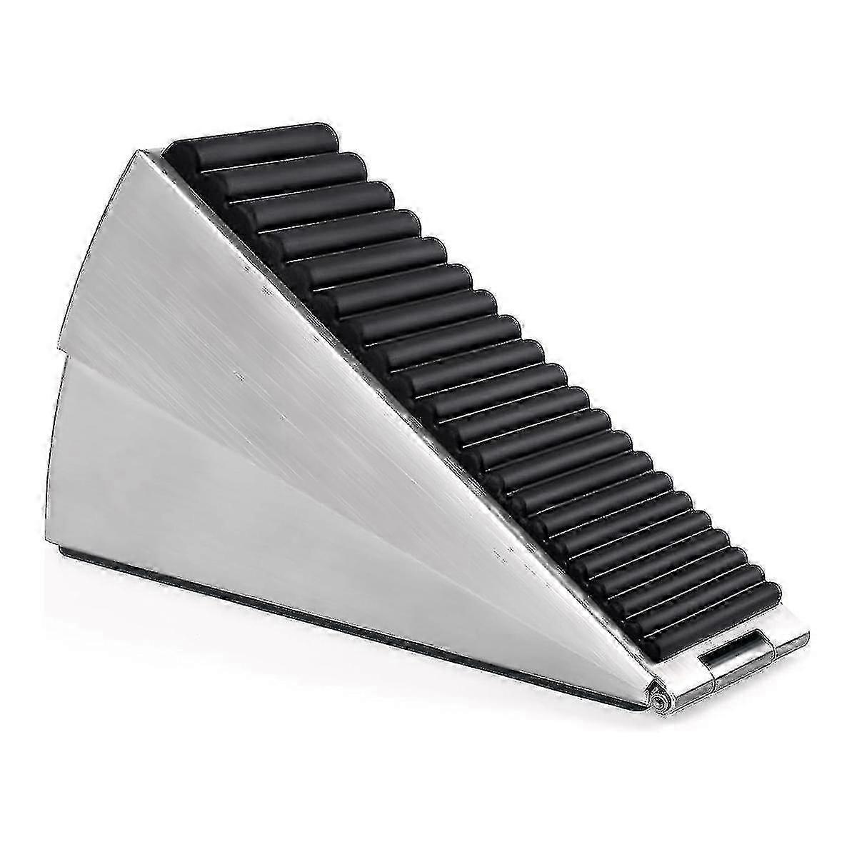 Non-slip rubber base door stopper for commercial entryways with adjustable spring