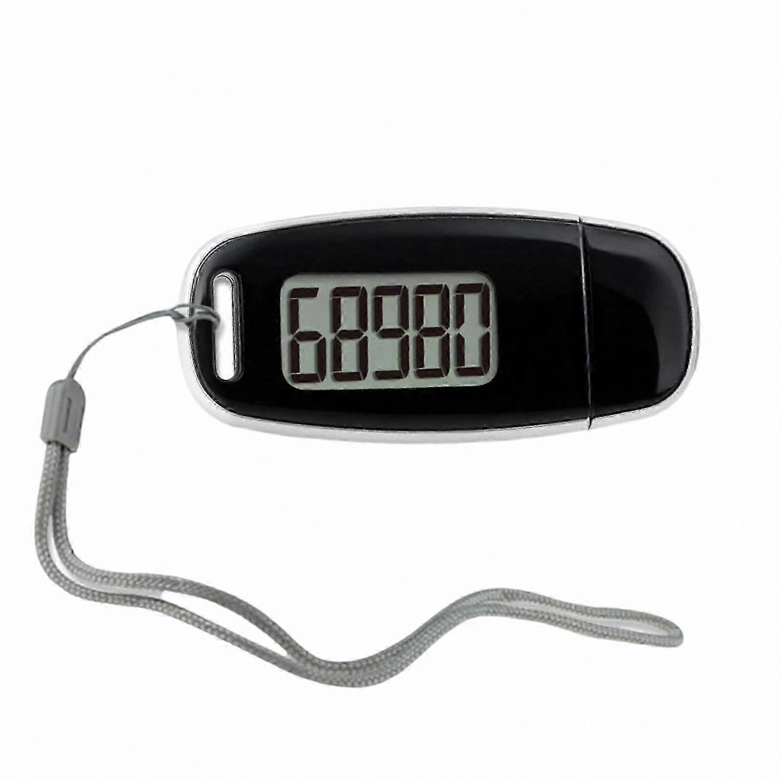 Portable 3D Step Counter with Clip and Lanyard Accurate Fitness Tracker Easy to Use Black Sports Pedometer
