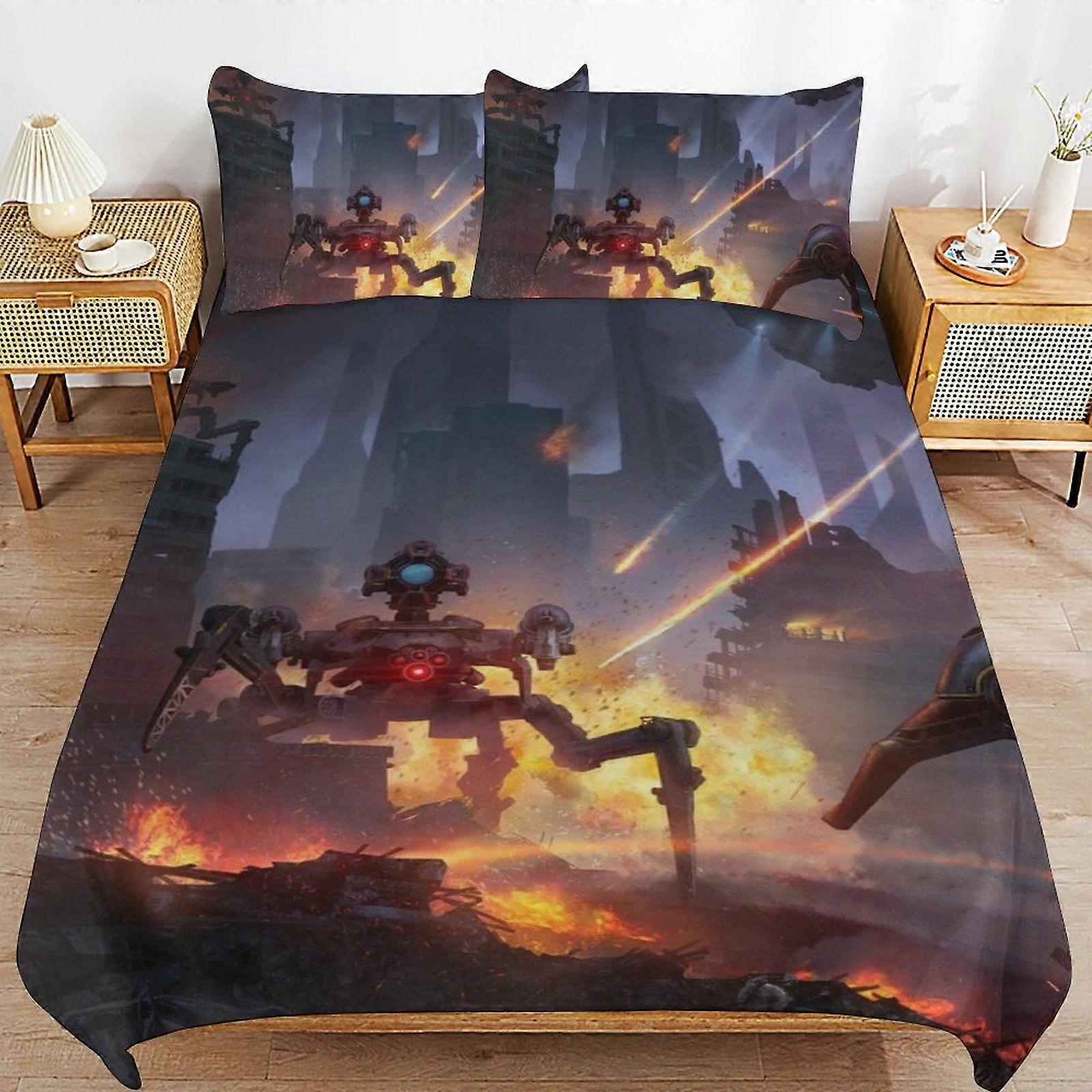 d224 War of the Robots Luxurious Soft Feel Durable Weave Structure for Cozy Sleep Duvet Cover Sets with Zipper Access b224