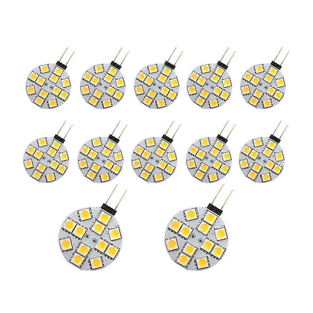 12pcs G4 Puck Lumières Led Ampoules Side Pin Base Round G4 5050 12smd Led Rv Camper Light Home Reading L