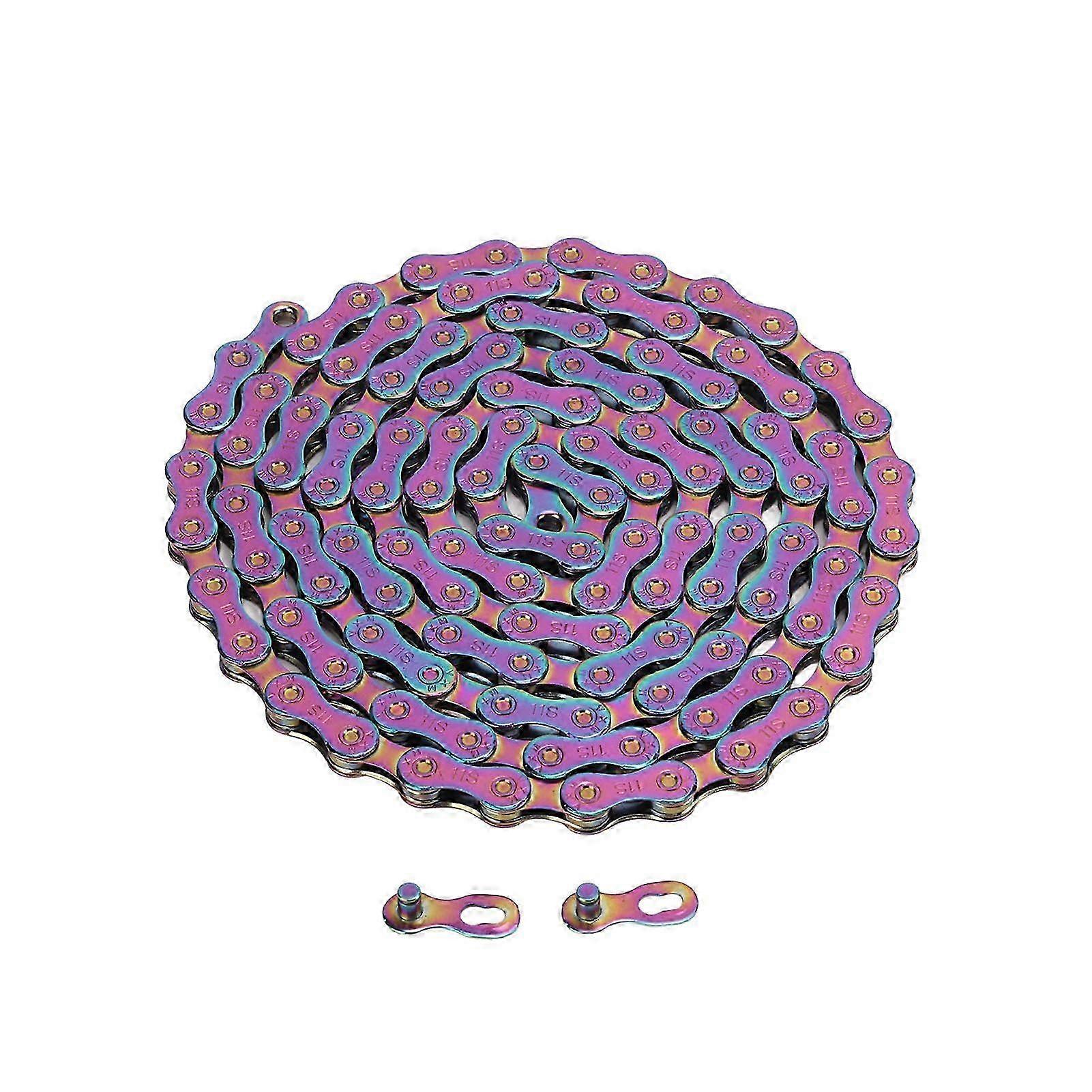 Mountain Bike Chain Fully Plated Rustproof Colorful 11 Speed Bicycle Chain for Mountain BikesHwy