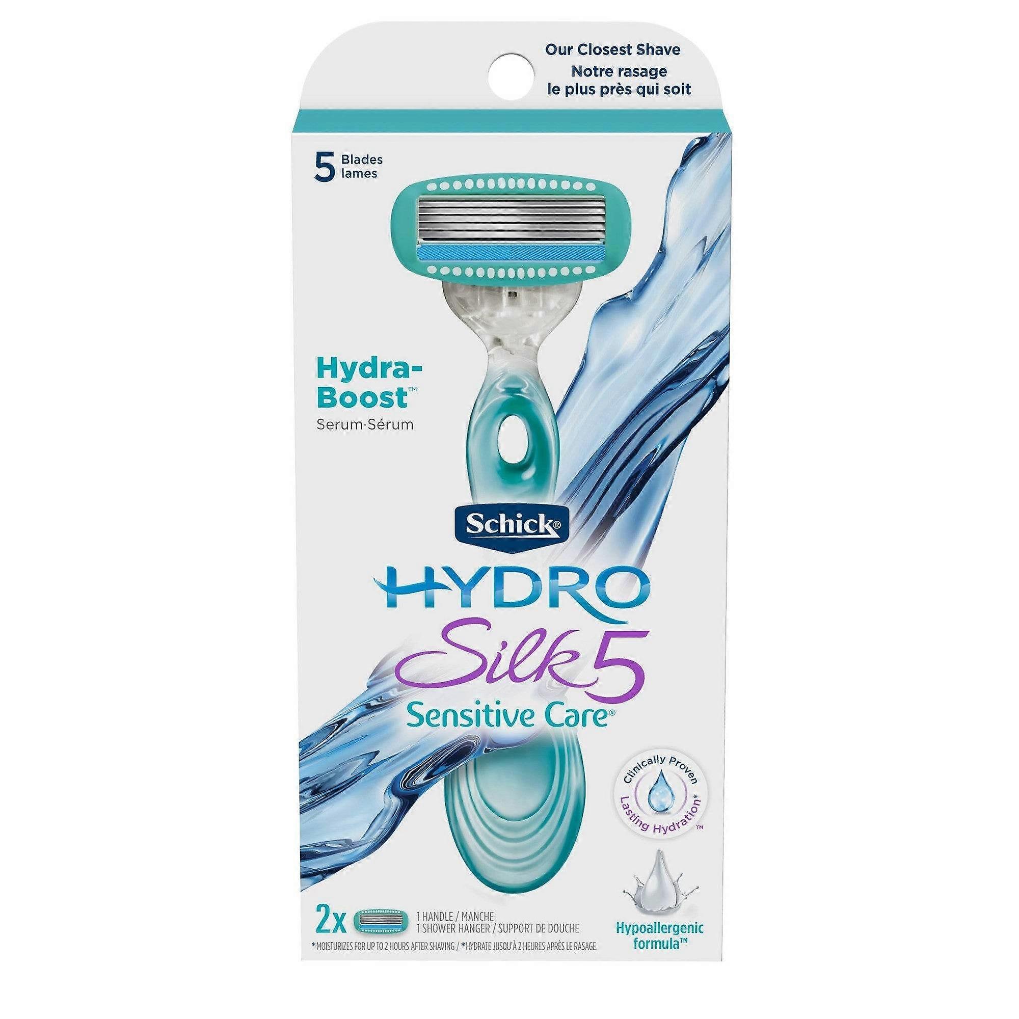 Schick Hydro Silk Sensitive Women's Razor, 1 Razor Handle And 2 Refills