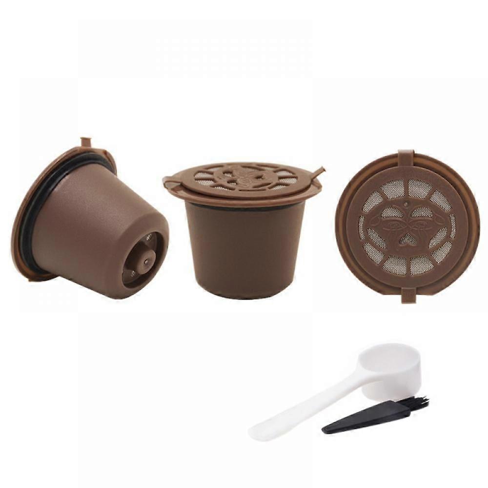Pretty Comy 3 Piece Reusable Refillable Coffee Capsule Filters for Nespresso with Spoon and Brush 20ML