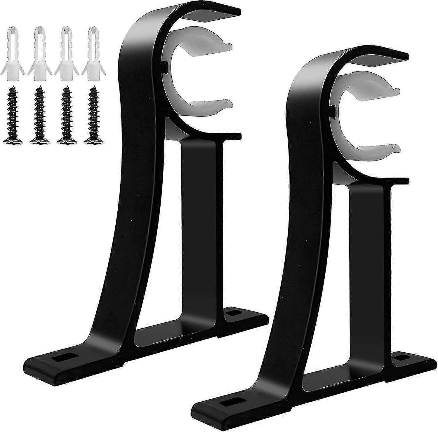 2er-Pack robuste Metall-Gardinenstangenhalterungen – für 25–30 mm Gardinenstangen – Schwarz A–F