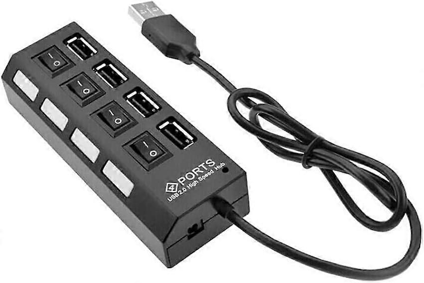 USB Splitter With 7 Independent Switches 4 USB Ports And Charging Port 4Port Hub Extender 3.0 USB 2.0 Hub Black Define