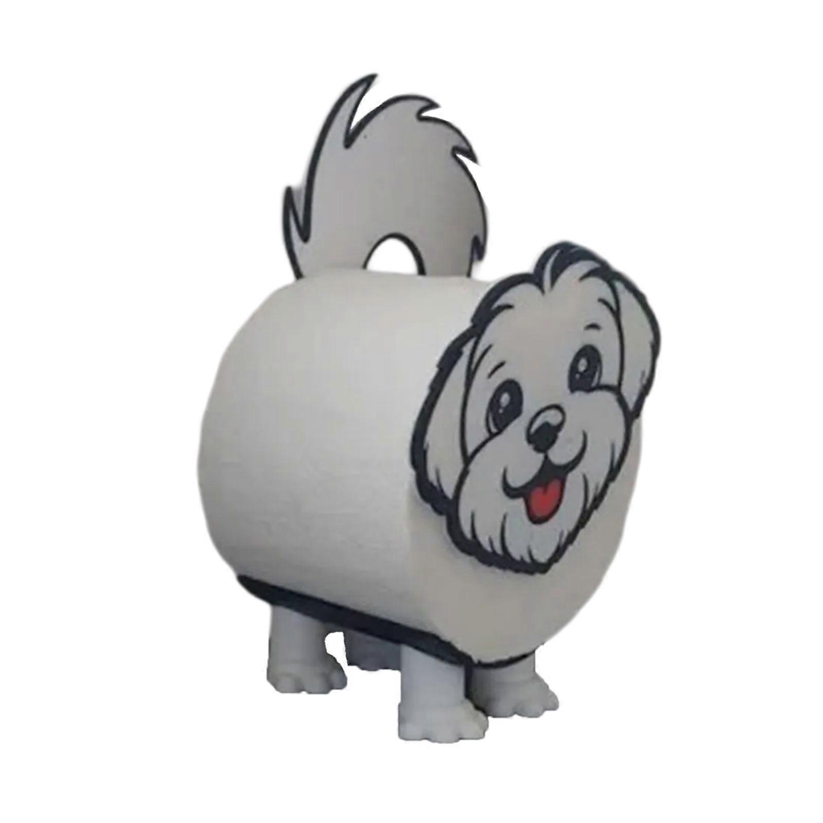 Adorable Maltese Shaped Bathroom Tissue Holder Wall Mounted Storage Multicolor