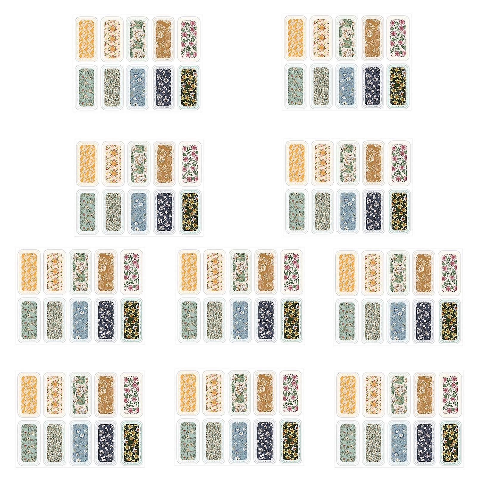 100Pcs Floral Wrapping Label 3x6cm Rectangular Adhesive Sealing Label Sticker for Seal Card Envelope Packaging Multicolor