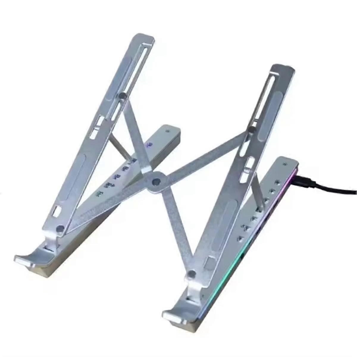 Foldable Laptop Stand 4IN1 USB RGB Stand Portable Notebook Bracket Support Base Aluminum Alloy Holde