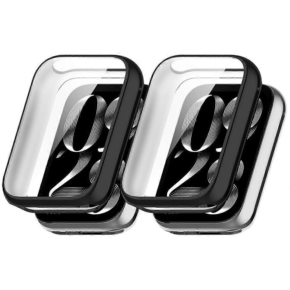 Case 2 Pack for Smart Band 8 Pro with Screen Protector TPU Shockproof Scratch Resistant Cover Black