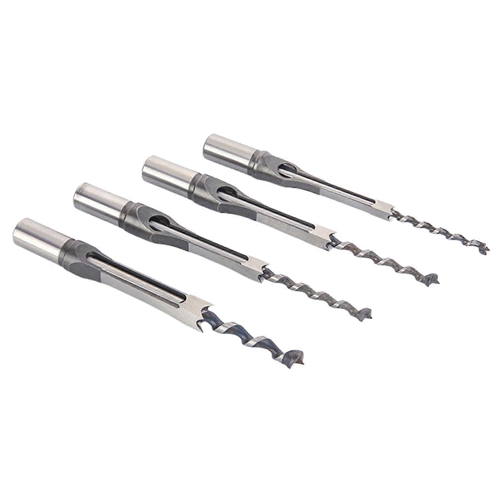 High Speed Steel 4pcs Comprehensive Woodworking Square Hole Mortise Chisel Drill Bits for Precise Cutting Profession Use Multicolor