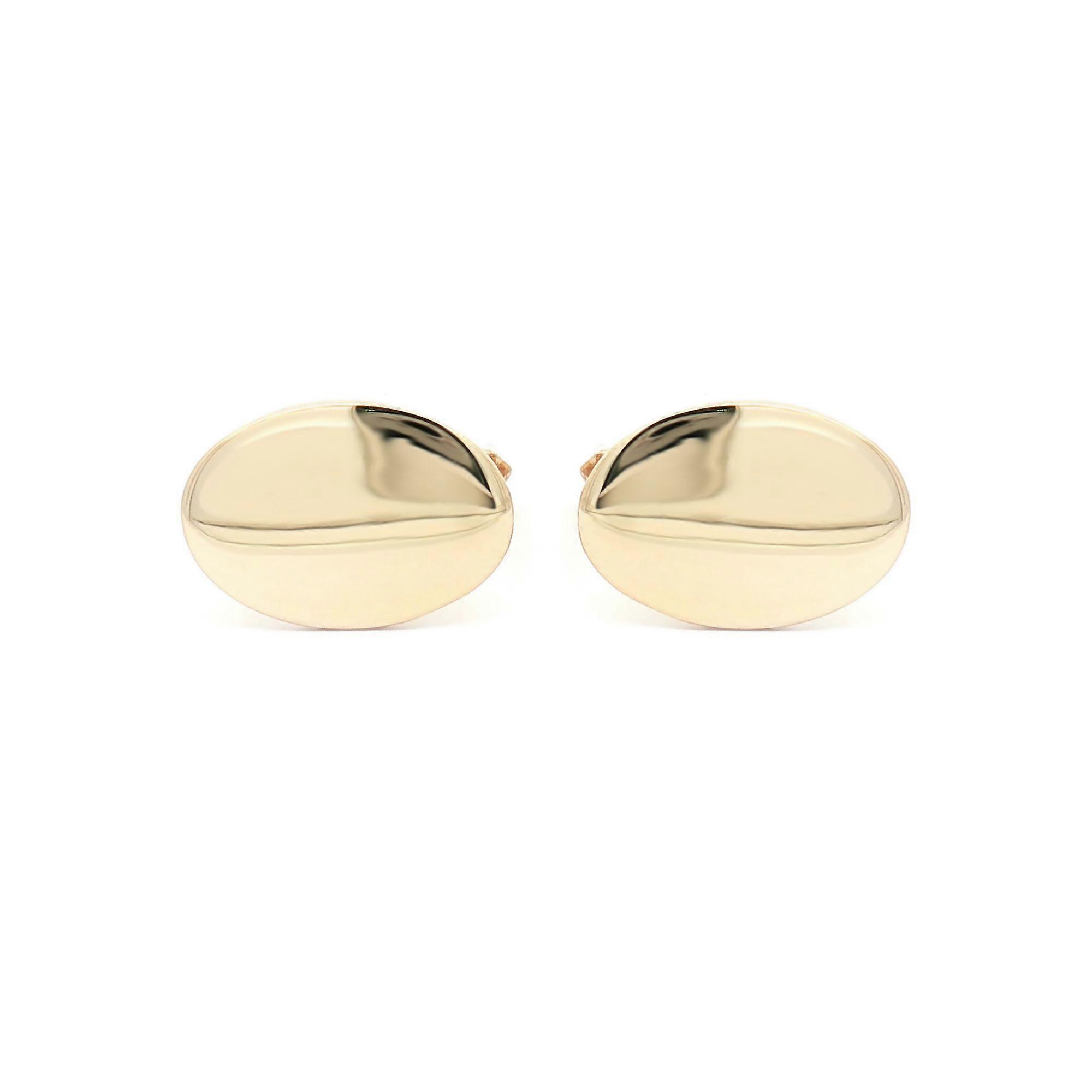 Jewelco London Men's Solid 9ct Yellow Gold Heavyweight Oval Swivel Back Cufflinks