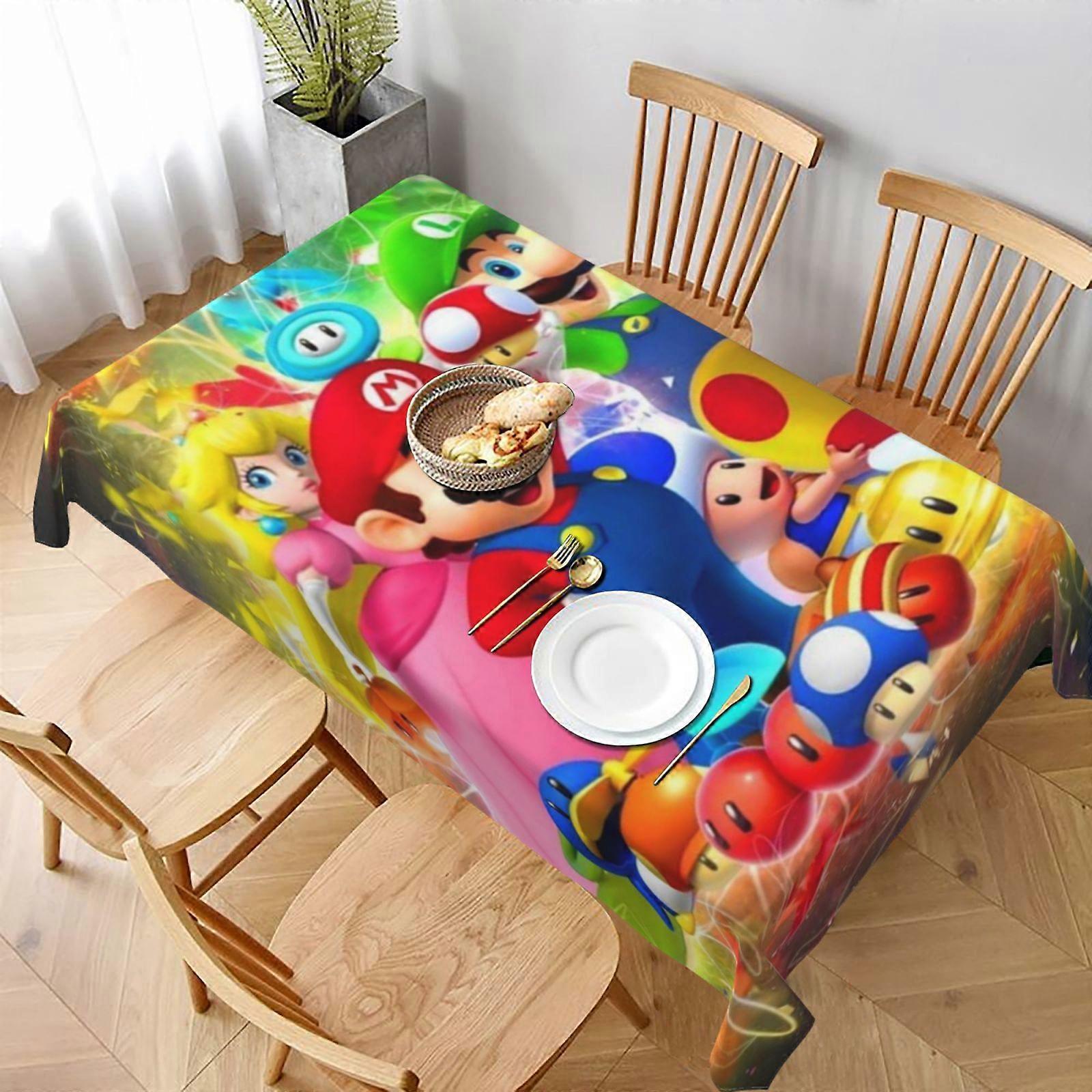 Mario Rectangular Tablecloth Water Resistance Antiwrinkle Spillproof Soft Fabric Table Cloth 60"X90"
