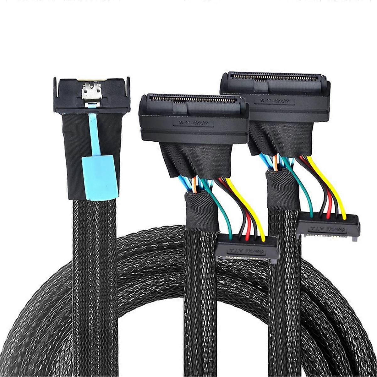 SAS MCIO 8i 74P to 2XSFF 8639+15P Adapter Cable 0.8m