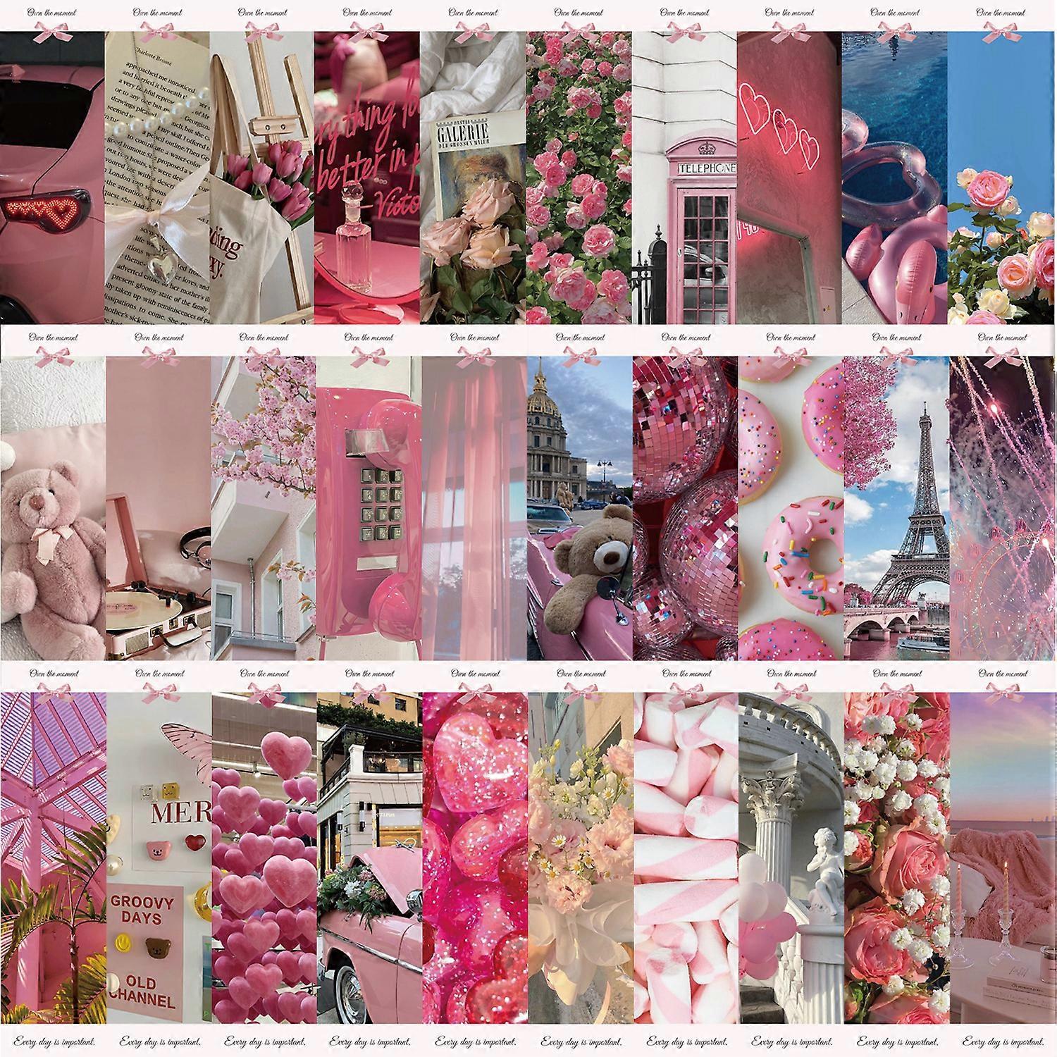 30 Pink Ringing Bookmarks - Simple, Artistic, Creative Material for Journaling, DIY Paper Bookmarks for Reading (Instagram Style)