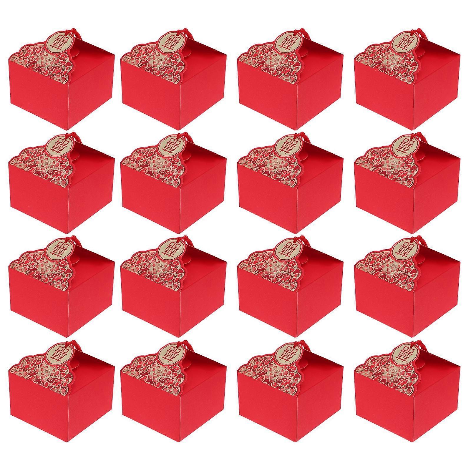 Red Wedding Gift Container for Storage 20Pcs Paper Candy Boxes