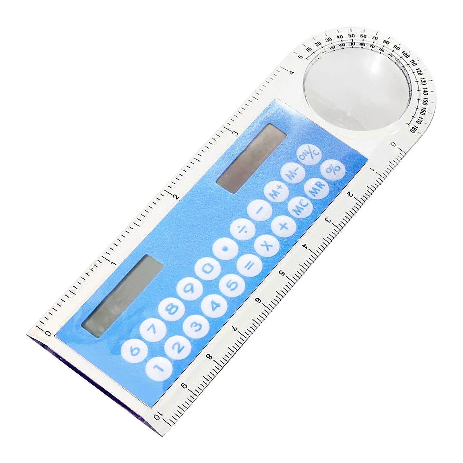 VALSEEL Calculator 3-in-1 10cm Solar Ruler Calculator Multifunctional Large Display Screen Mini Solar Card Ruler Calculator School Supplies