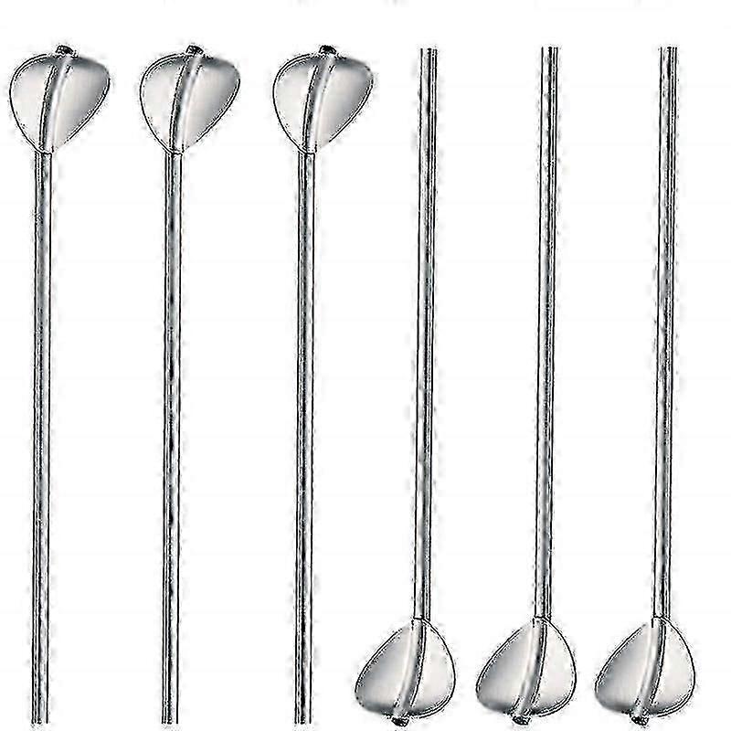 6 st rostfritt stål drickshalm sked set
