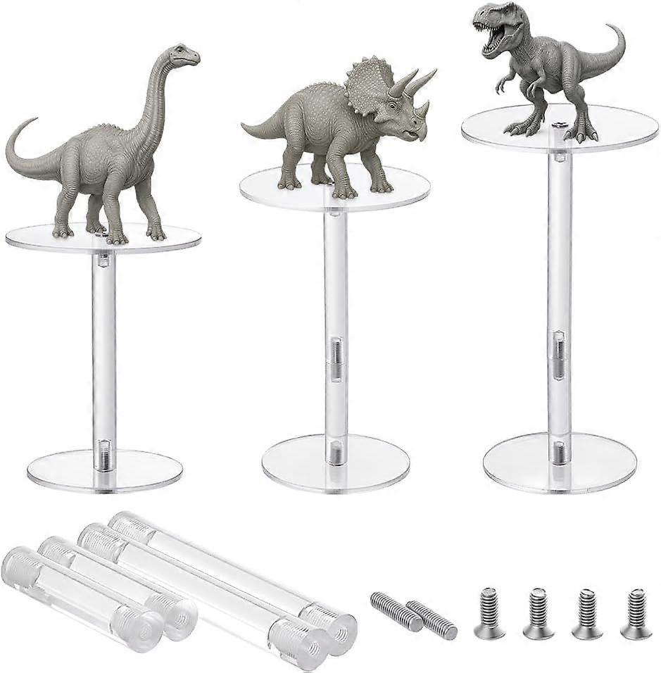 3pcs Combat Risers for Flying Miniatures 2.5 inch 3 inch Clear Round Acrylic Display Stand Adjustable Height Multi-Tiered Raised Platforms fpr Display