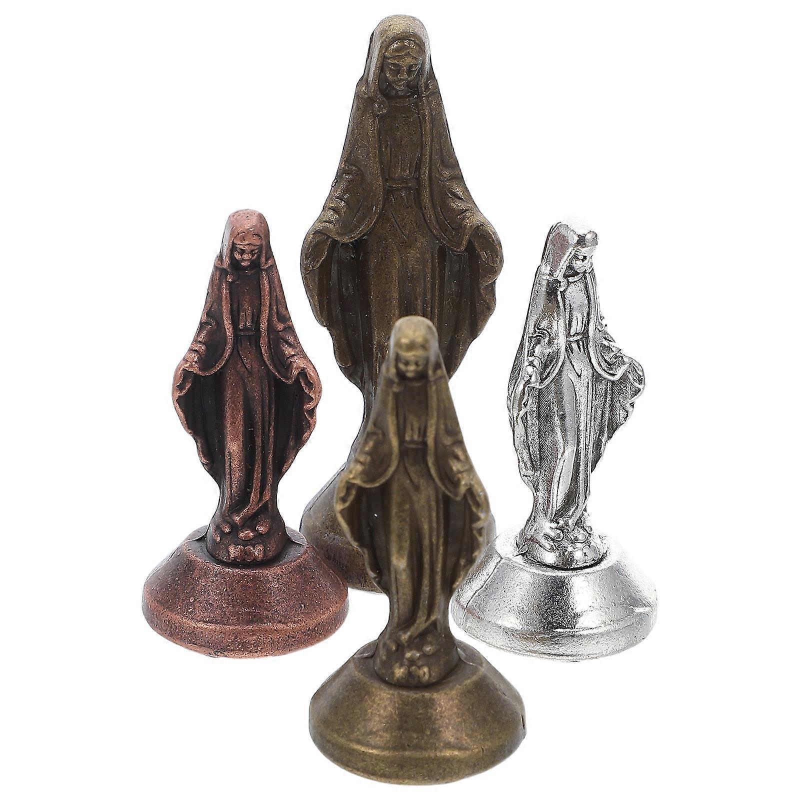Catholic Decor Brass Blessed Mother Statue for Tabletop Display 4Pcs