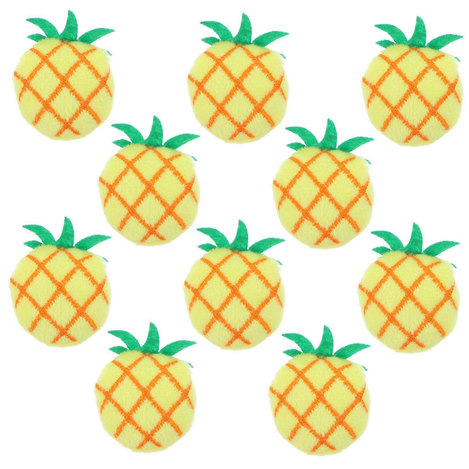 10pcs Catnip Plush Pineapple Chew Toys for Cats and Kittens, Soft Interactive Play Set to Reduce Furniture Scratching