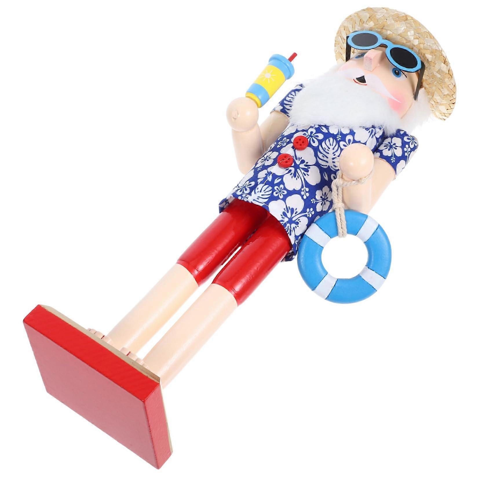 Wooden Nutcracker Figurine Christmas Decoration with Unique Surfing Design for Tabletop Display