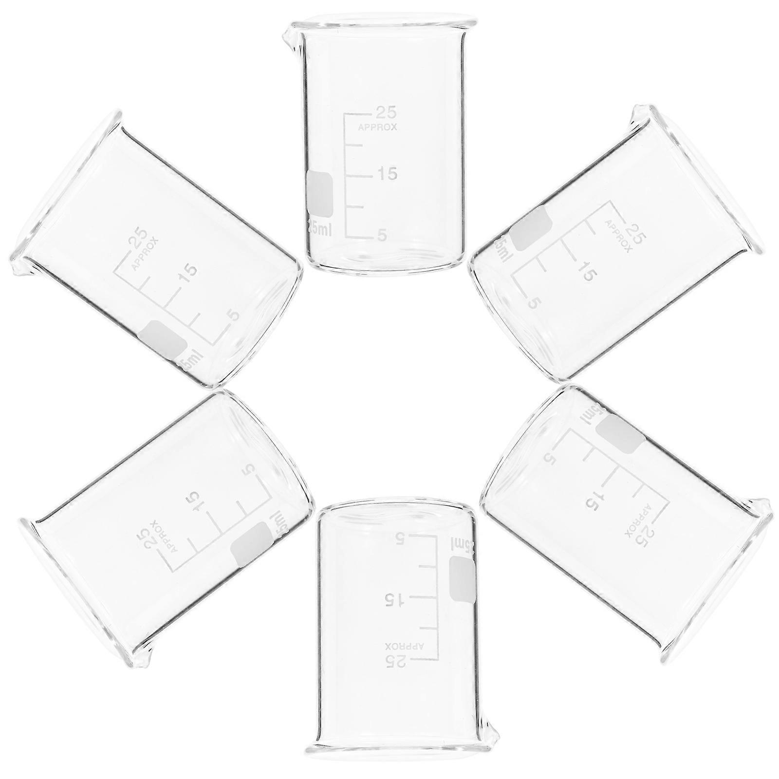 Laboratory Measuring Beakers Glassware for Kitchen Use 6Pcs